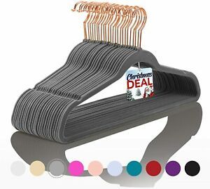 Premium Velvet Hangers (Pack of 50) Heavyduty - Non Slip - 50-Pack, Gray