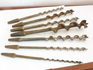 FOUND 7 VINTAGE MIXED SIZE &amp; BAND  AUGERS  BITS WLM RIDGEWAY,MARPLES, GILPINS