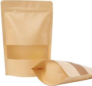 Moretoes 120pcs Kraft Stand Up Pouches 5.98.6 Inches, Ziplock Stand Up Bags wi
