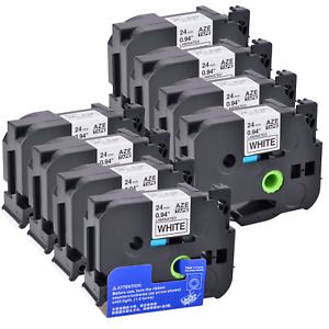 8PK Fits Brother P-Touch 0.94&#034; TZ251 TZe251 Black on White Label Tape PT-E550W