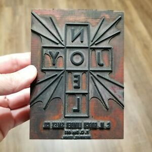 Vtg Letterpress Printing Block JOY NOEL Christmas C. M. GOOCH LUMBER MEMPHIS, TN