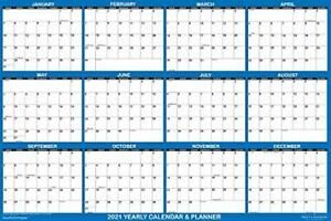 36&#034; x 54&#034; SwiftGlimpse 2021 Wall Calendar Erasable Large Wet &amp; Dry Erase Lami...