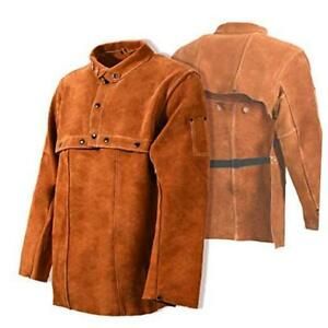 Leather Welding Jacket - Heavy Duty Welding Apron with Sleeve X-Large