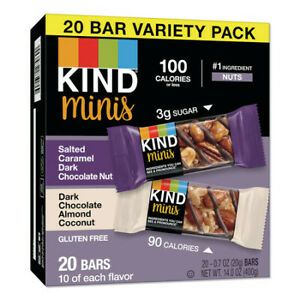 KIND 27970 Minis, Salted Carm Dark Choc Nut/Dark Choc Almond Coconut, 0.7oz,