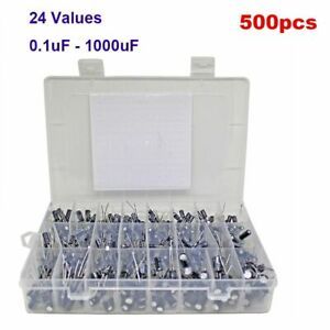 500pcs Capacitors Assortment Kit set box Electrolytic Capacitor 0.1uF - 1000uF