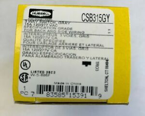 Hubbell CSB315Gy 15A 3 Way Switch - Gray - New - Box of 10