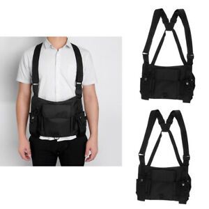 2x Radios Pocket Radio Chest Harness Chest Front Pack Pouch Holster Vest Rig