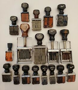 Vintage CROWN JUSTRITE FAMUS Rubber Numeric Date Hand Stamp Lot