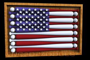 3D STL Model forCNC Router Artcam Aspire USA Flag America Baseball Bat Ball D512