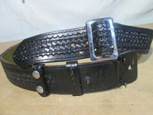 Safariland 87 Duty Belt Basketweave Black Hook Lined w/ Chrome Brass Buckle 44&#034;