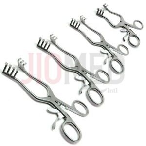 4 Pcs Weitlaner Retractors 4.5&#034;, 5.5&#034;, 6.5&#034;, 7&#034; Blunt 3x4 Prong Surgical Tools