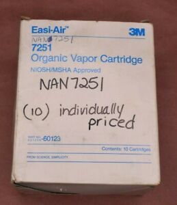 3M Organic Vapor Filters Easi-Air 7251 Respirator Cartridge NIOSH/MSHA Lot of 8