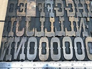 Wood letterpress type - 93 pcs of 2 inch