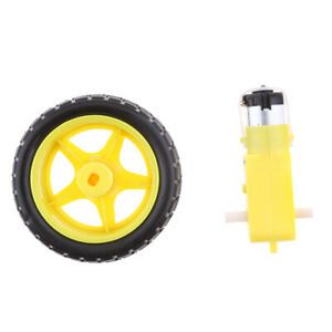 6 Pack Yellow 1:48 Tires Car Robot Plastic Tire Gear Motor Set Wheel DC 3-6V