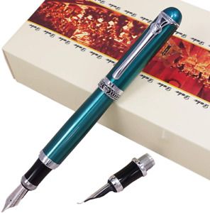 Duke D2 Green Fountain Pen Double-Nibs Iridium Medium and Fude Calligraphy Nib