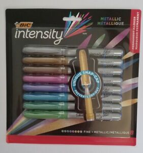 BIC Intensity Metallic Permanent Markers, Fine Point, Assorted Colors, 8-Pack
