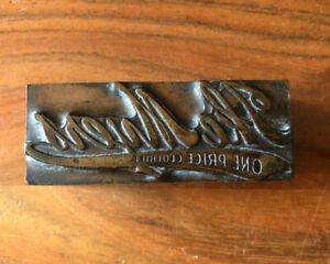 Vintage Letterpress Printers Block Copper Plate Solid Metal “Ike Myers Clothier”