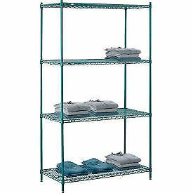 Nexel Poly-Green, 4 Tier, Wire Shelving Starter Unit, 48&#034;W x 21&#034;D x 86&#034;H 21488G
