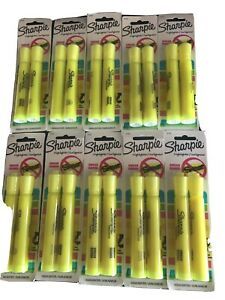 20 Sharpie Smear Guard Fluorescent Yellow HIGHLIGHTER Odorless 10 2 Pks NIP NEW