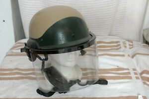 Vintage Military Police Type Riot Helmet With Face Shield Bullet Proof Shell