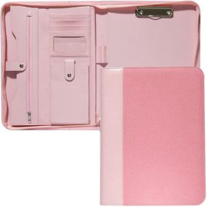 Filerix A4 Portfolio Organizer, Padfolio with Clipboard[Zippered Premium Pink