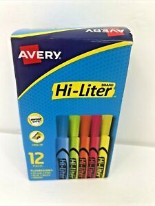 Avery Hi-Liter Desk-Style Highlighters, Chisel Tip, Assorted Colors, Dozen