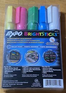 EXPO Bright Sticks Fluorescent Wet Eraser Markers BRIGHTSTICKS 5 Colors - NEW!