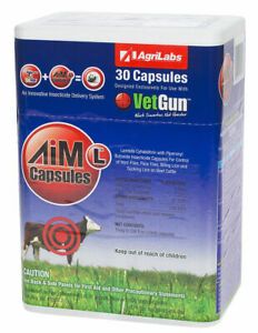 VetGun VetCaps AIM-L Soft Gel Caps Liquid Parasiticide Fly Lice Cattle 30 Pack
