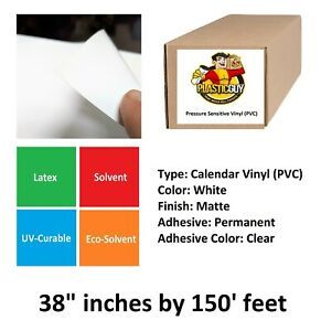 ECO SOLVENT Wide Format Printing SELF-ADHESIVE Vinyl Media White Matte 38&#034;x150&#039;