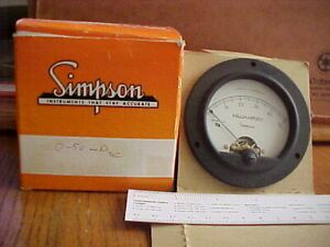 Simpson mod 25 3 1/2 inch meter reading 0-50 mA DC New-In-Box