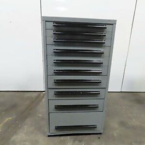 Equipto 10 Drawer Industrial Parts Tool Storage Shop Cabinet 30&#034;x28&#034;x59&#034;