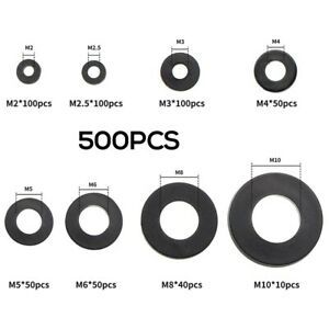 500 PCS Disks Nylon Flat Spacer Washer Insulation Gasket Ring Screw Bolt M2-M10
