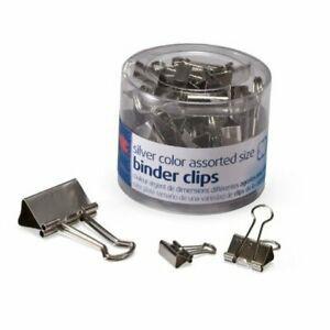 Binder Clips, Assorted Sizes, 30/Tub (31021) Silver