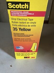 3M 35 Scotch Vinyl Electrical Color Coding Tape Yellow 3/4 in x 66ft - 10 Pack