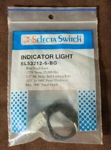 Selecta SL53212-6-BG BLUE Indicator Light 125 Volt NEON Flush Lens Panel Mount
