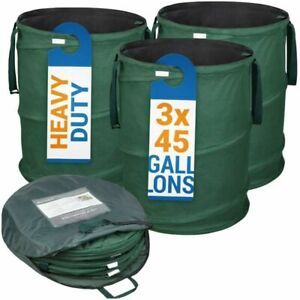 Collapsible Heavy Duty Reusable Trash Can Bags 41.7 Or 45 Gallons - 3 Pack