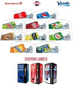 (7) Dixie Narco 276e 12 oz  &#034;CAN&#034; Vend Labels - Flavor Strips -VARIETY PACK