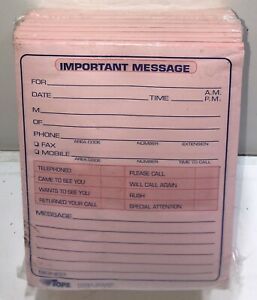 VTG 80s Tops 3002-S Telephone Message Pads Important Message pink 12 Pads
