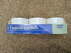 NEW 3 Pack Thermal Add Calculator Rolls No. 6402 2 1/4&#034; Width x 2 3/4&#034; Diameter