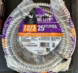 12/3 x 25 ft. Solid MC Lite Cable AFC Cable Systems
