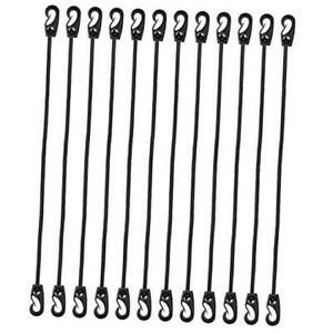 12Pack Bungee Cord with Hooks, 24 Inch Heavy Duty Adjustable Black Elastic Tie