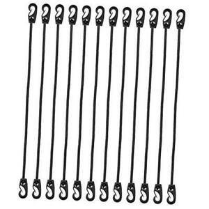 12Pack Bungee Cord with Hooks, 24 Inch Heavy Duty Adjustable Black Elastic Tie