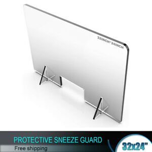 Clear Acrylic Sneeze Guard safety shield stands included - 32 x 24&#034;