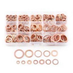 280pcs Flat Washer Assortment Copper Plain Washers Kit 12 Sizes (1 Box)