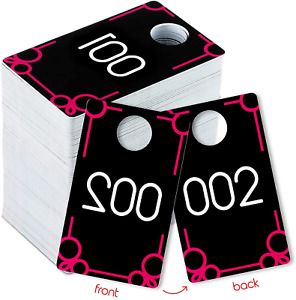 Plastic Tags, 001-500 Number Series, Pink Normal and Reversed M Live Sale