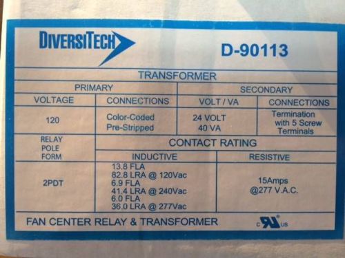 NEW DIVERSITECH transformer D-90113 FAN CENTER 120V