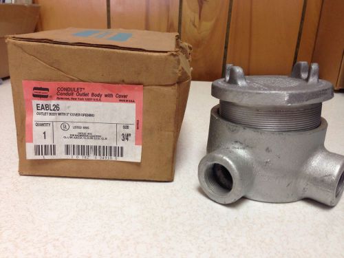 Crouse Hinds EABL26 Conduit Outlet Body w/ 3&#034; Cover 3/4 Hubs Box