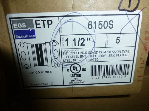 Egs etp 1-1/2&#034; emt coupling steel zinc plated 6150s lot of 10 items for sale