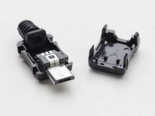 2pcs usb type micro b male diy connector plug jack cable replacement w/ shell for sale