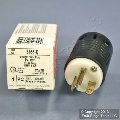 New Pass and Seymour INDUSTRIAL Straight Blade Plug NEMA 6-20P 20A 250V 5466-X